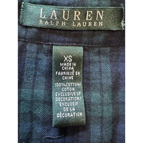 Lauren Ralph Lauren Womans Blue Plaid Flannel Shirt Large Emblem Crest Patch XS - Picture 5 of 8